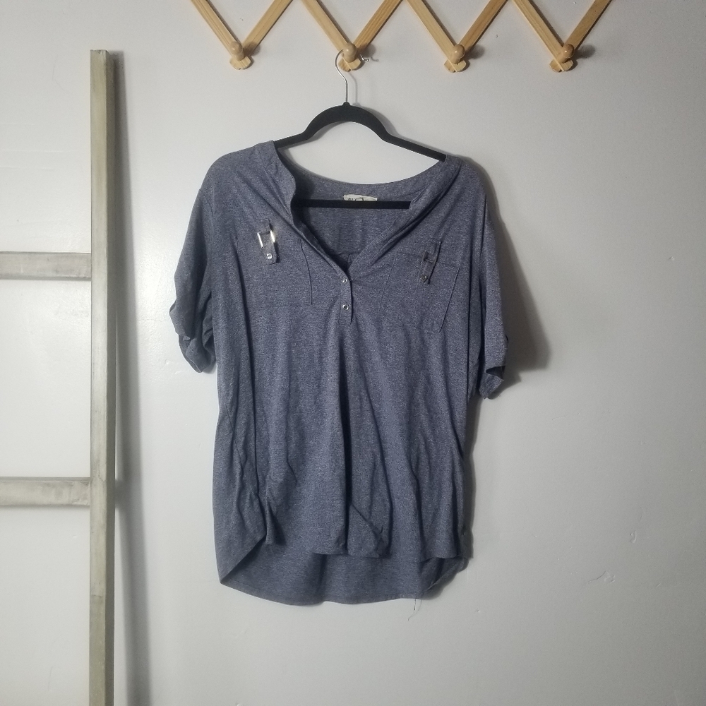 PERSEPTION CONCEPT WOMEN'S BLUISH GRAY WITH WHITE BLOUSE SIZE XL